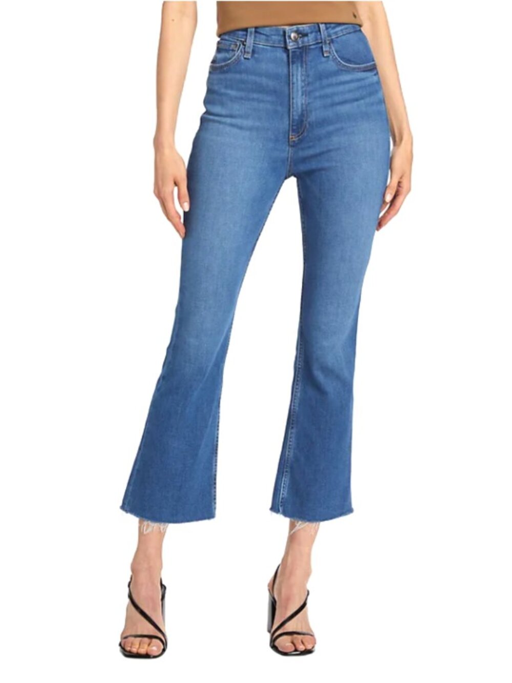 Rag & Bone CASEY Med Blue High-Rise Ankle Flare Stretch Jeans Sz 24